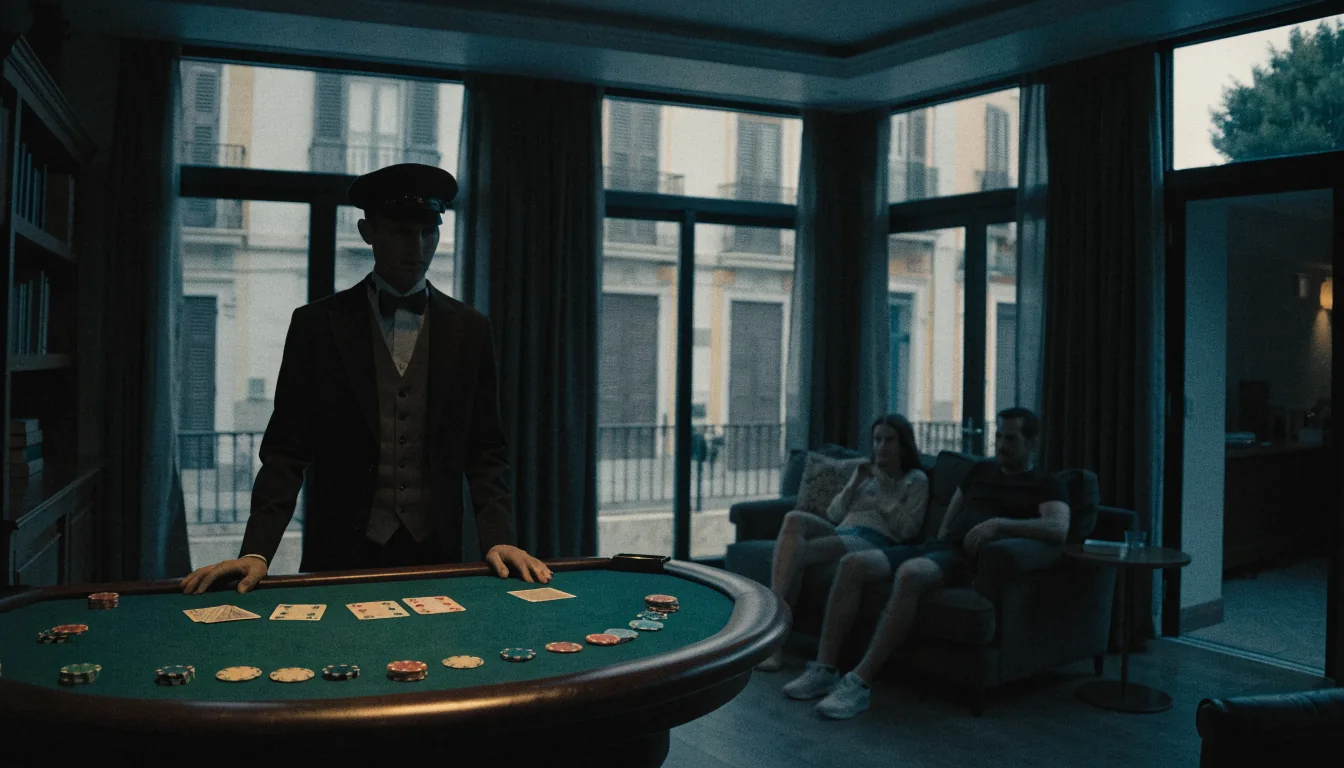 Sala de baccarat elegante en España al atardecer