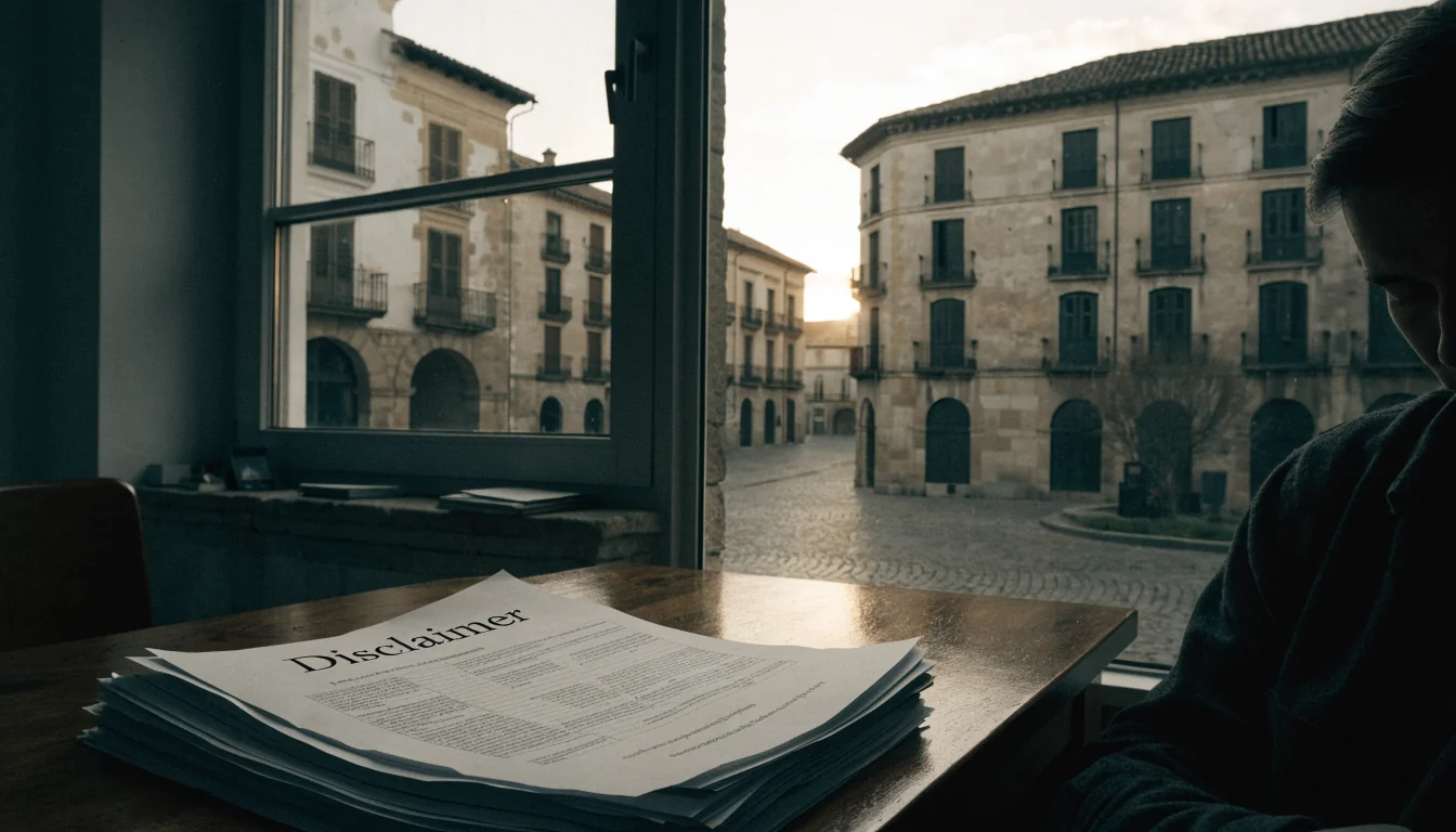 Oficina española con documentos legales bajo luz matutina